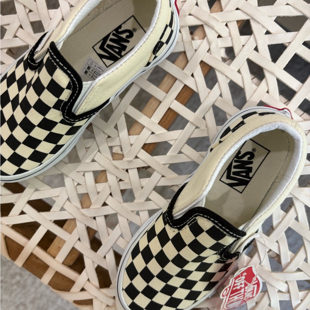 Vans Kids Black and White Checkered Slip-On Sneakers